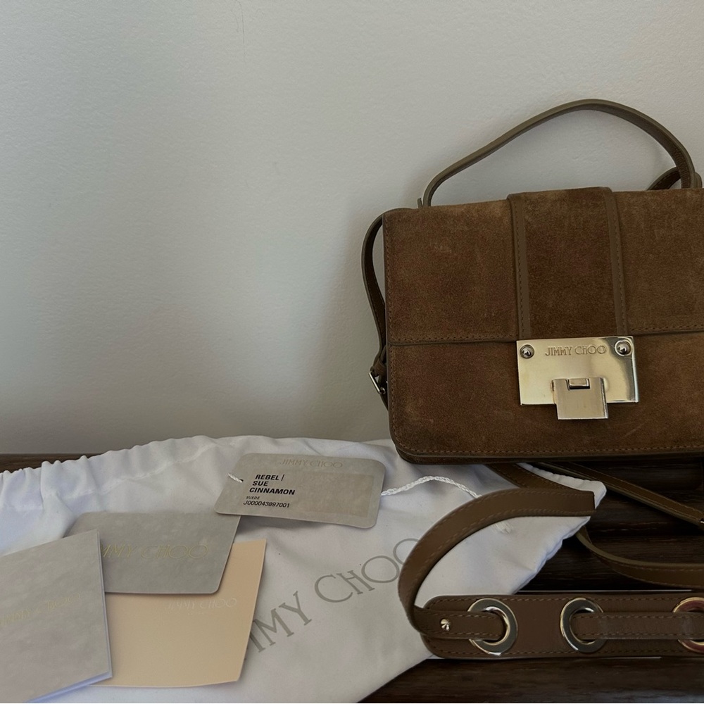 Jimmy Choo Tan Suede Crossbody Bag
